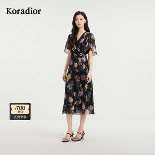 新款 2025秋季 Koradior珂莱蒂尔商场同款 蚕丝连衣裙 100桑蚕丝