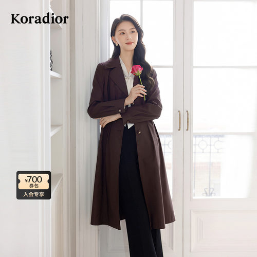 Koradior珂莱蒂尔商场同款2025春新款气质百搭风衣外套收腰显瘦女