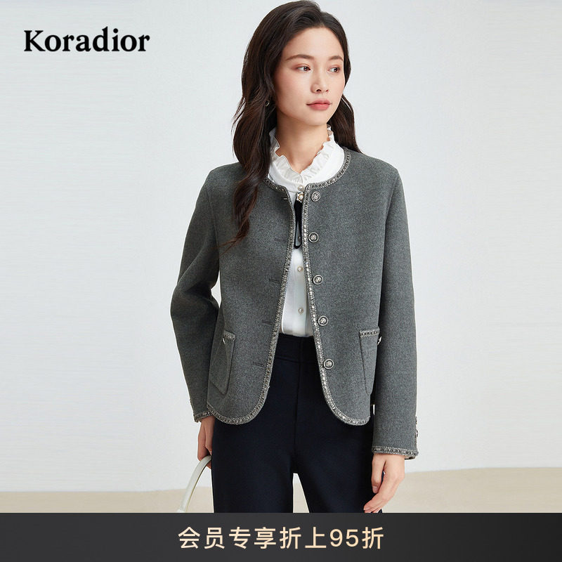 【蚕丝羊毛】Koradior珂莱蒂尔商场同款冬季气质香风外套短款上衣,女装/女士精品,短外套,淘宝优惠券,粉丝福利购,淘宝优惠卷