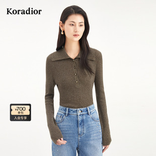 2025冬气质翻领针织衫 Koradior珂莱蒂尔商场同款 毛衣女 绵羊毛