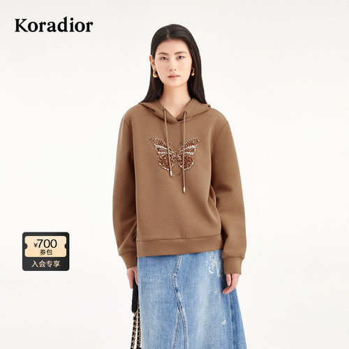【莱赛尔】Koradior珂莱蒂尔商场同款2025秋新款美拉德连帽卫衣女