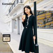 Koradior珂莱蒂尔商场同款 绵羊毛 秋气质连衣裙女