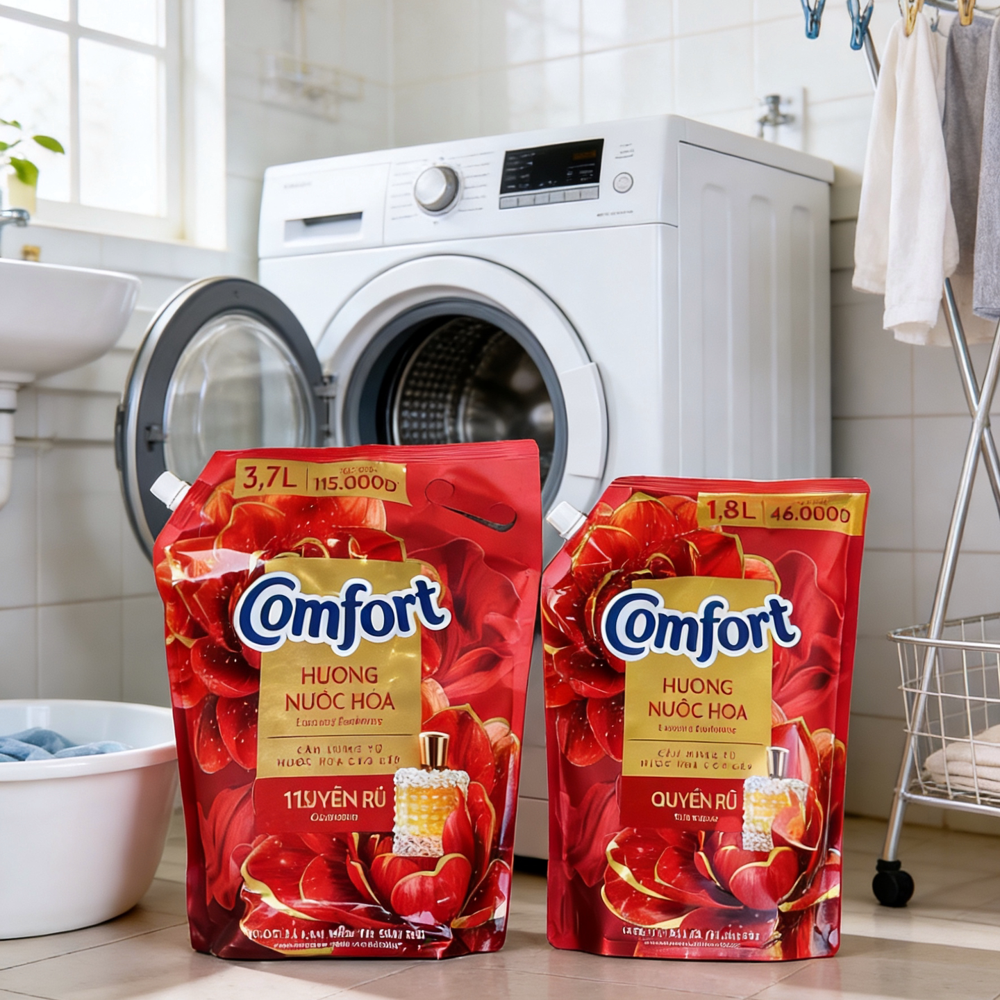 越南金纺Comfor衣物浓缩柔顺剂防静电护色留香玫瑰精油香水护理液