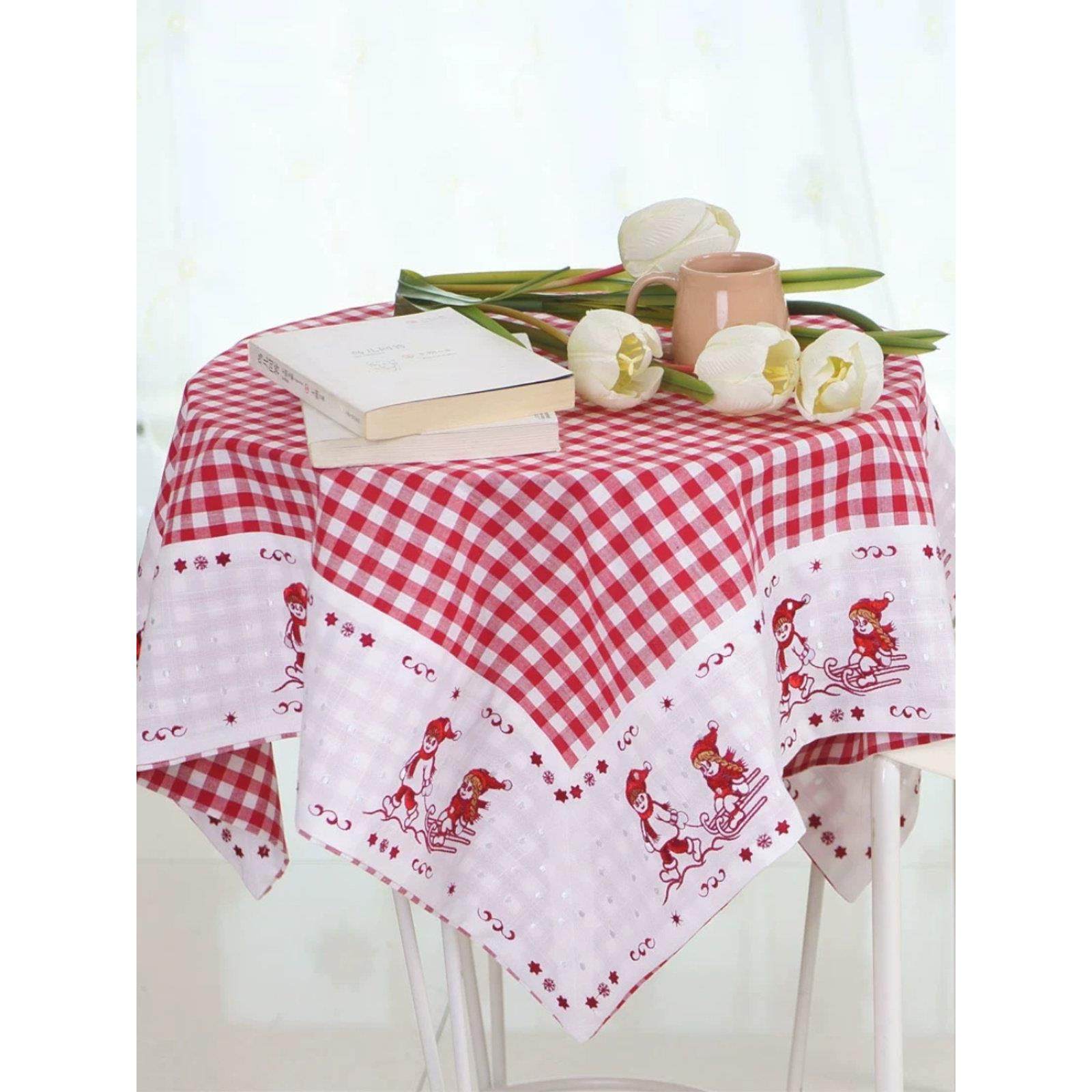 圣诞节装饰礼物刺绣摆摊欧式野餐布正方形格子茶几该巾餐厅桌布艺,居家布艺,桌布,淘宝优惠券,粉丝福利购,淘宝优惠卷