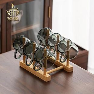 榜盛玻璃茶杯小杯子玻璃杯带把品茗杯功夫小茶杯6只装茶具品茶杯