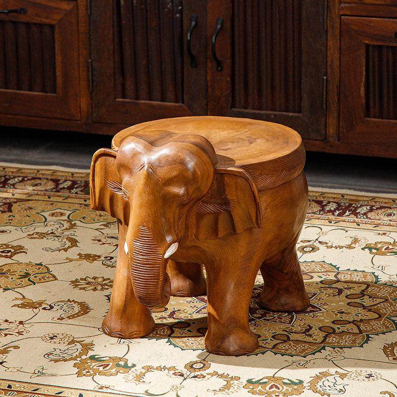 大象凳子实木圆凳花架板凳换鞋凳家用门口矮凳木墩穿鞋凳新中式,住宅家具,矮凳,淘宝优惠券,粉丝福利购,淘宝优惠卷