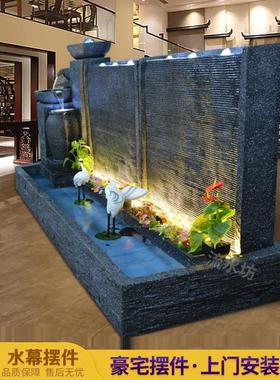 假山流水喷泉水幕墙流水墙别墅庭院水景屏风公司花园景观装饰摆件