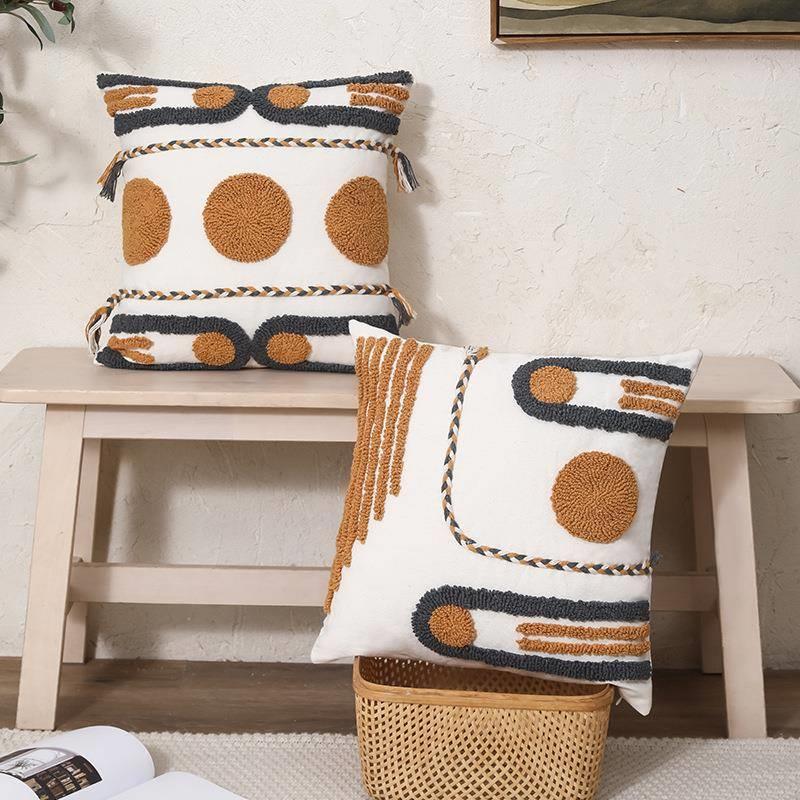 抱枕ins风北欧客厅沙发靠背腰枕民宿酒店簇绒靠枕床头靠垫套