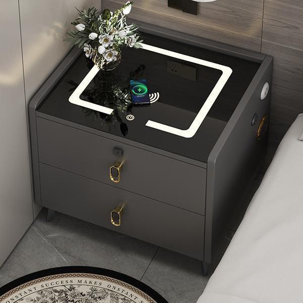 智能床头柜2025新款轻奢高级感卧室无线充电蓝牙音响多功能床边柜