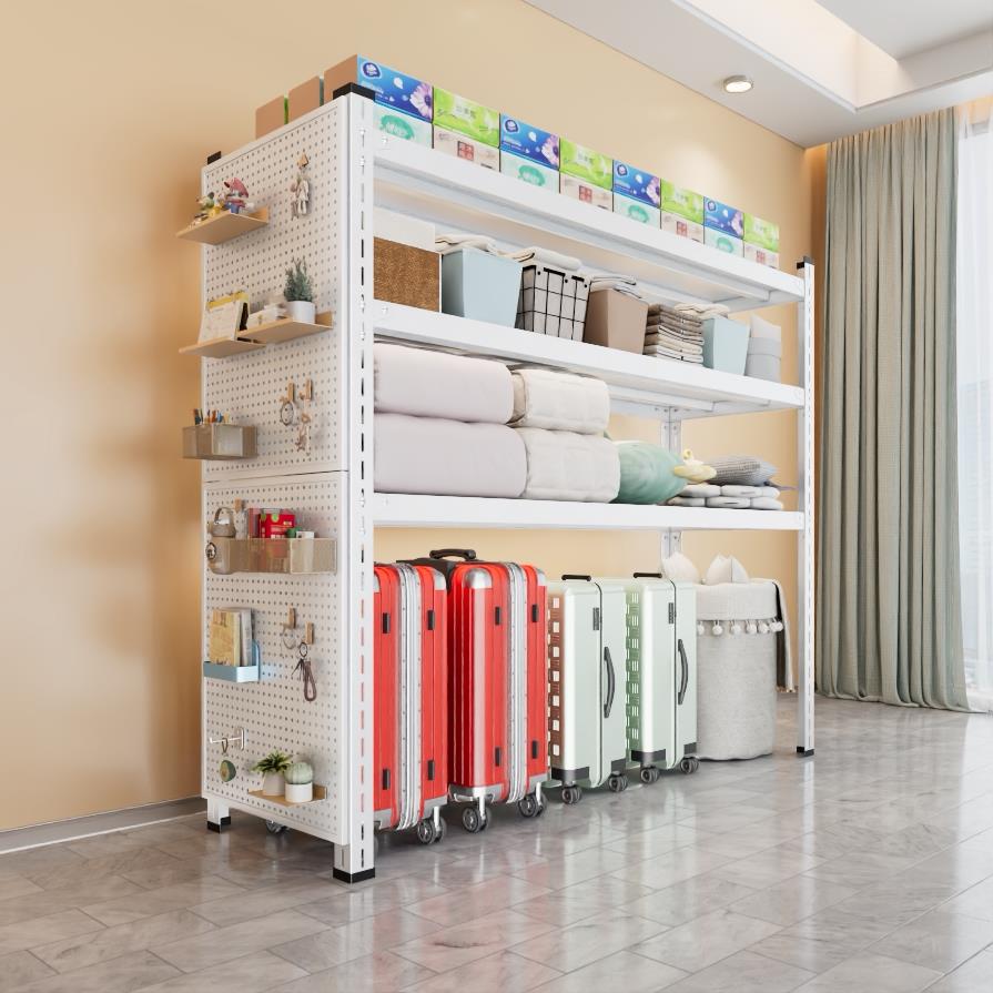 洞洞板仓储货架角钢小货架家用多层收纳架阳台厨房置物架落地一体