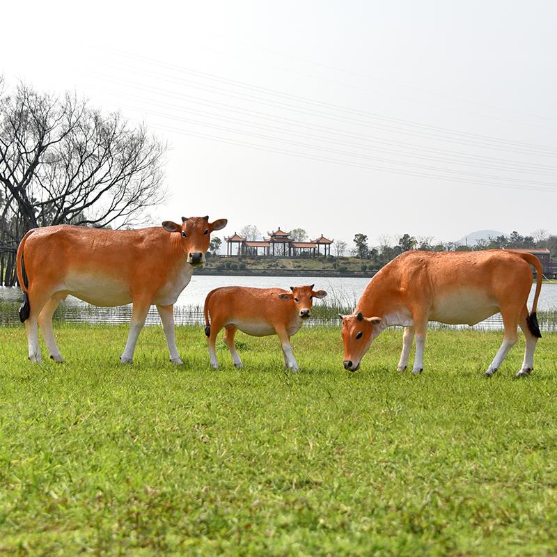 仿真黄牛雕塑大摆件玻璃钢户外农场牧场草坪大型动物模型景观装饰
