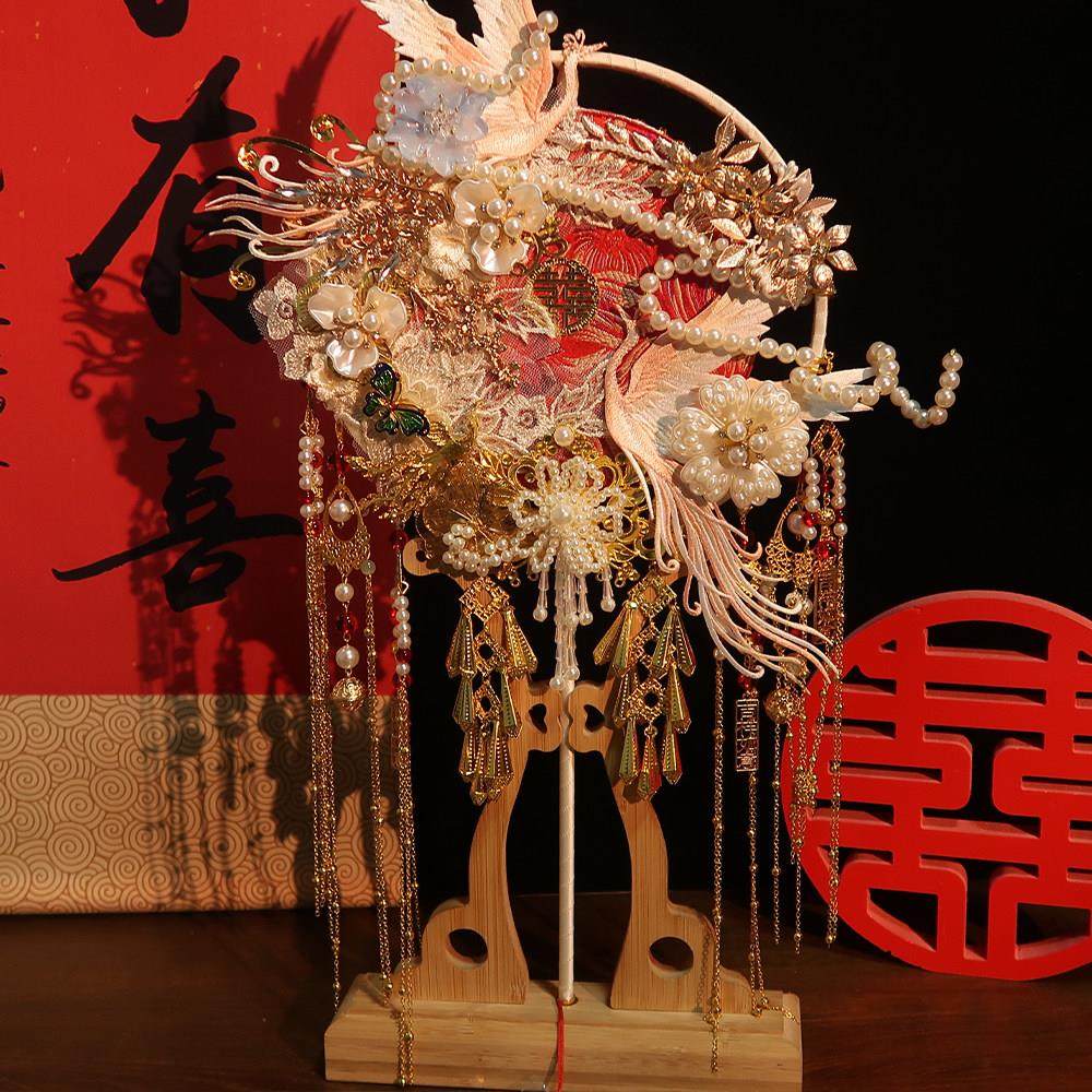 红色团扇diy材料包古风成品扇新中式秀禾服新娘结婚出嫁手工喜扇,家居饰品,工艺扇/团扇/喜扇/折扇,淘宝优惠券,粉丝福利购,淘宝优惠卷