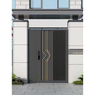 铝合金户外庭院大门院子栅栏花园别墅门不锈钢电动单双开子母大门