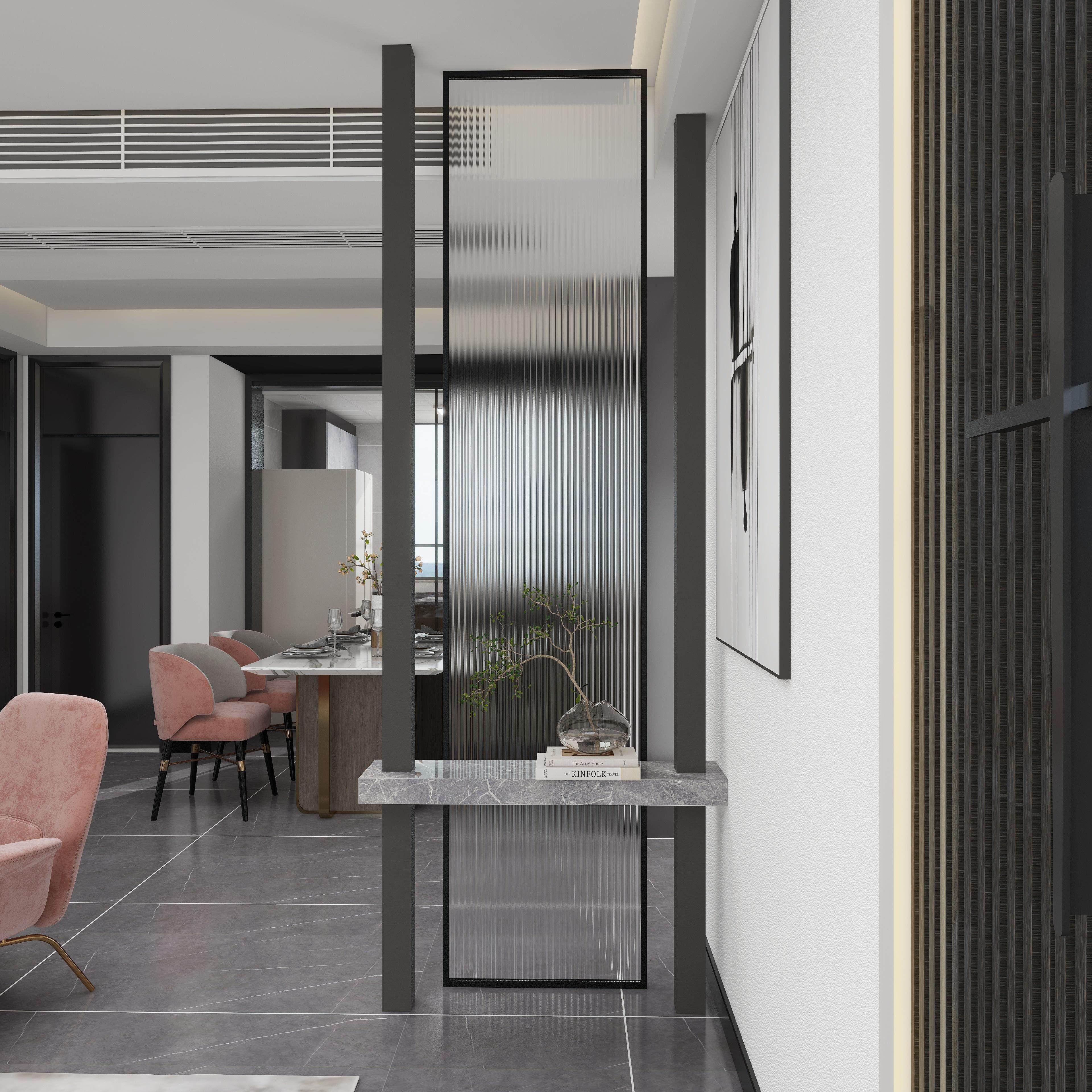 客厅入户玄关柜轻奢玻璃屏风隔断卧室进门装饰柜铝合金不锈钢遮挡