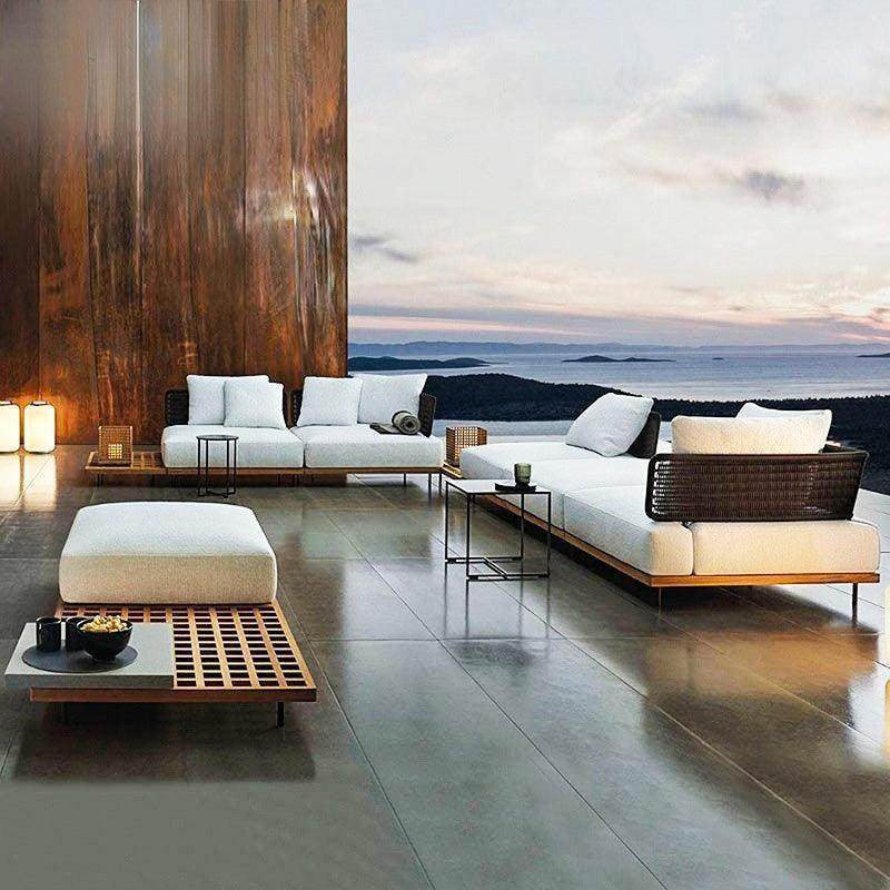 户外沙发庭台院阳837露藤编沙发木别墅酒店民宿室外休闲花柚园天