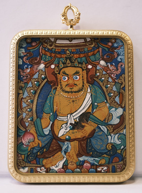 唐卡 黄财神 西藏拉萨一级画师次仁 矿物颜料纯手绘