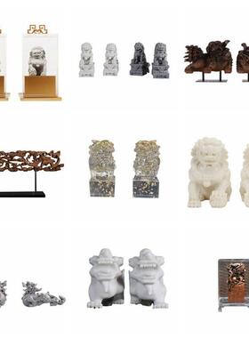 新中式狮子摆件禅意书桌家居客厅书房办公桌房间玄关酒柜软装饰品