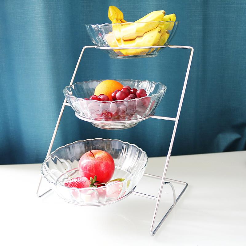 自助餐三层架子水果盘玻璃碗多层展示凉菜盘干果糖果盆沙拉碗小料
