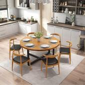 北欧实木餐桌圆形家用简约商用多人火锅饭店饭厅酒店大圆桌椅组合