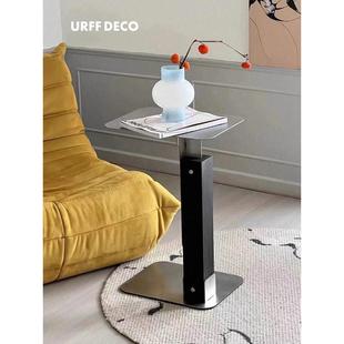 URFF DECO极简不锈钢胡边几桃木橡木沙发床茶几升降家用洽谈桌子