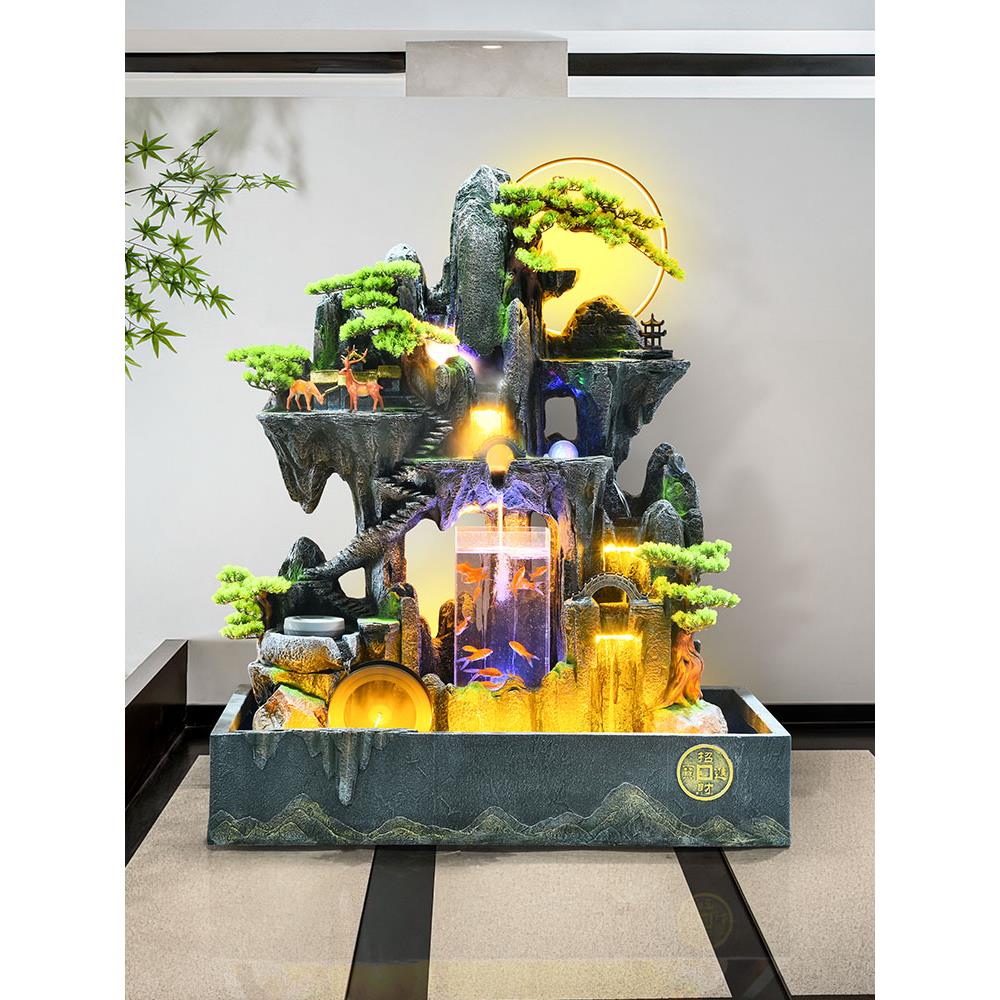 户外庭院假山水幕墙循环水鱼缸花园阳台落地流水摆件喷泉造景装饰