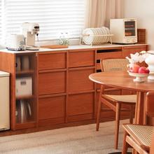 浮生记/矮柜岩板餐边柜樱桃全实木咖啡柜骨骼线边柜收纳储物斗柜