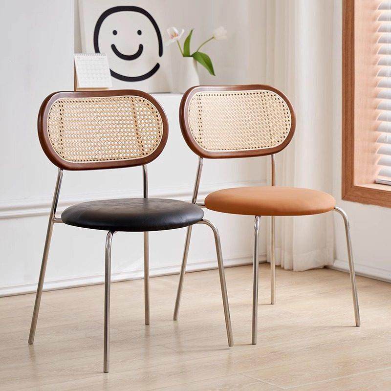 中古藤编餐椅家用实木靠背椅子侘寂风轻奢咖啡厅休闲复古餐厅凳子,住宅家具,餐椅,淘宝优惠券,粉丝福利购,淘宝优惠卷