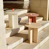 天然大理石洞石边几创意客厅小桌子阳台小圆茶几简约沙发边桌家用