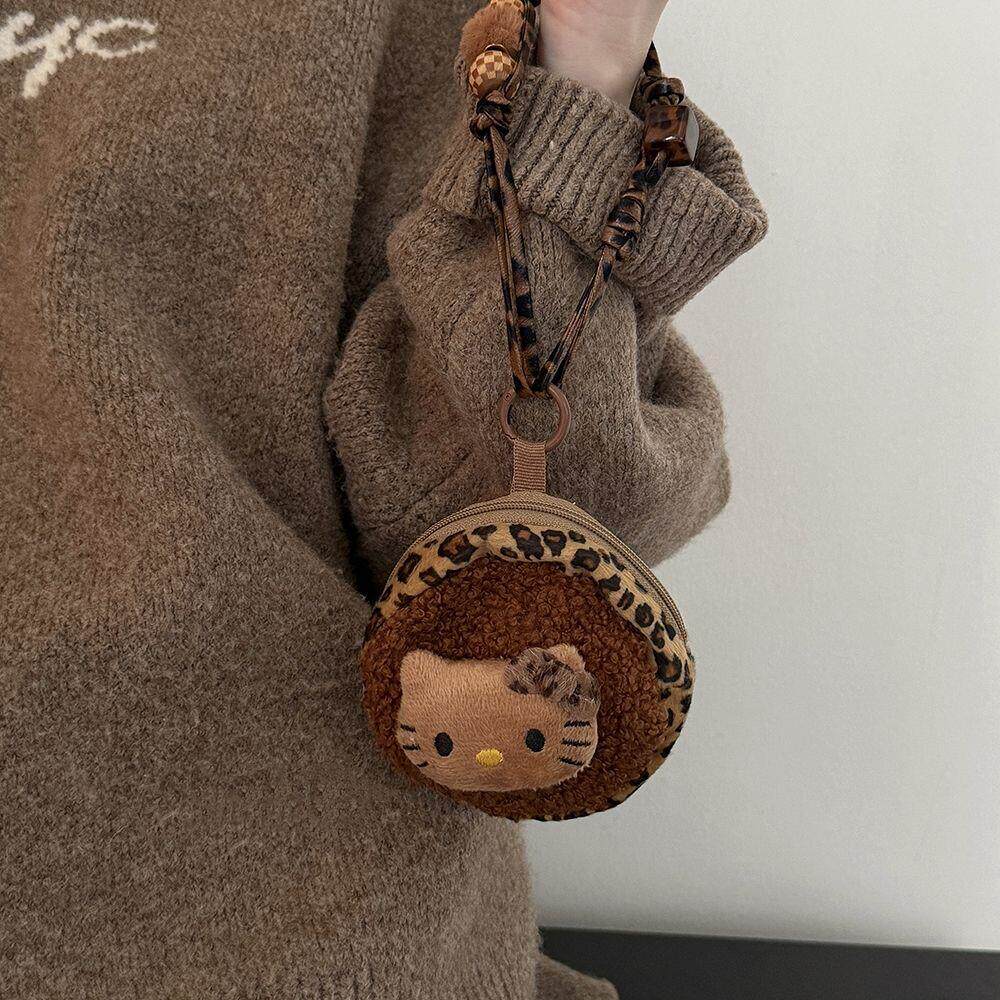 哈喽凯蒂猫零钱包甜酷豹纹书包挂件口红耳机收纳包可爱迷你卡套