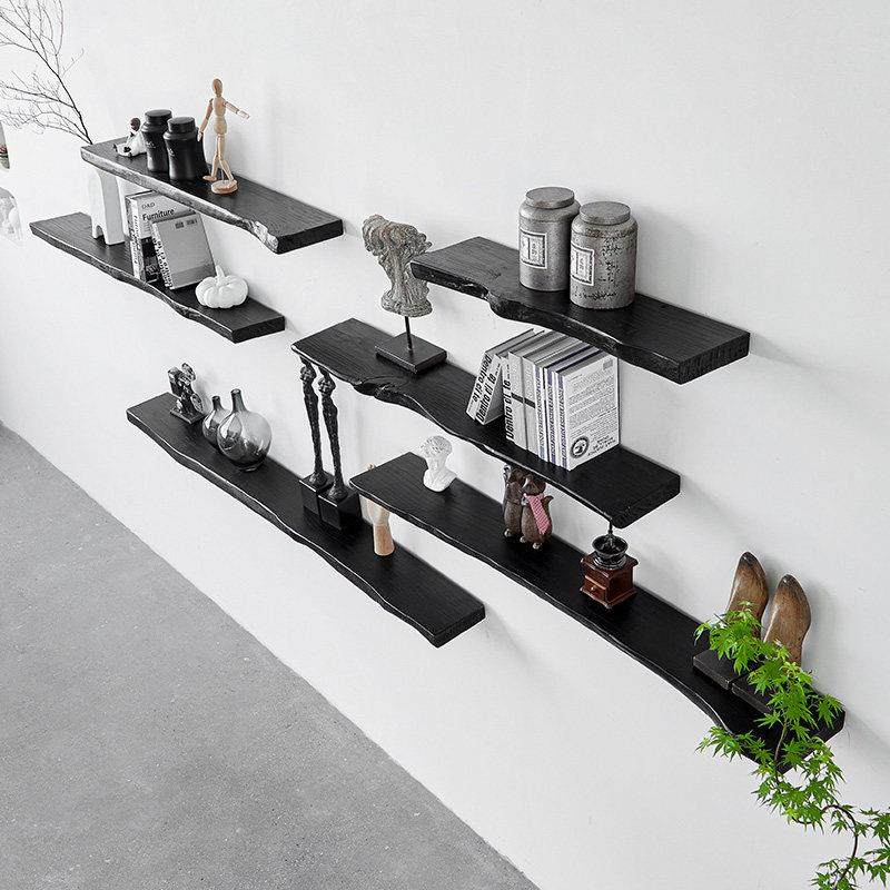 侘寂风一字隔板置物架无痕壁挂实木层板书架民宿茶室创意墙壁背景,住宅家具,搁板/置物架/家用陈列架,淘宝优惠券,粉丝福利购,淘宝优惠卷