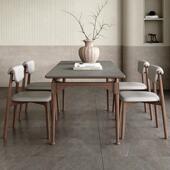 北欧实木岩板餐桌小户型哑光全托轻奢高端白蜡木意式 2023新款 餐桌