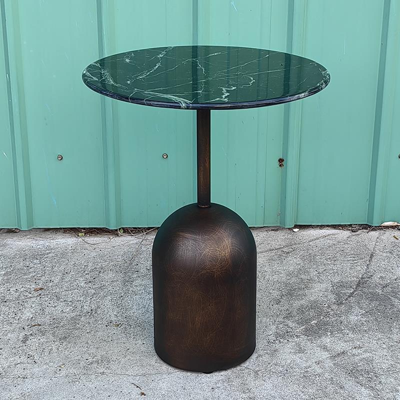 轻奢边几 网红天然大理石小茶几 酒店洽谈客厅极简创意古铜色角几