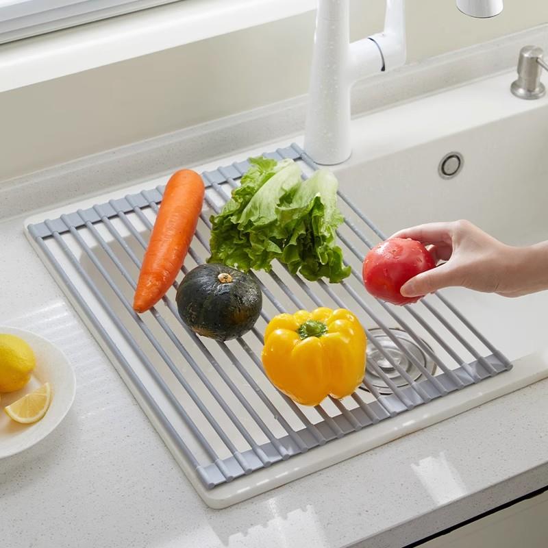 Cosamtec厨房水槽沥水架水池置物架碗碟碗盘架沥水卷帘可折叠沥水