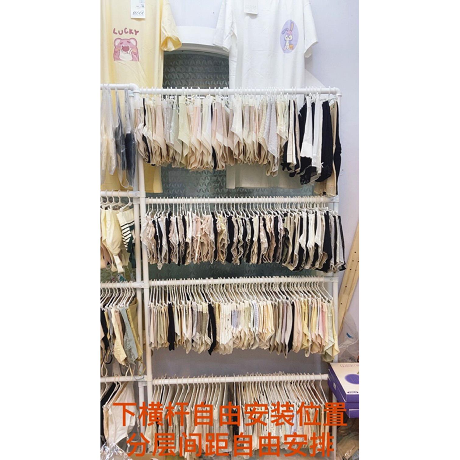 水管铁艺欧式服装展示架落地内衣架双层多层晾衣架挂衣龙门展示架
