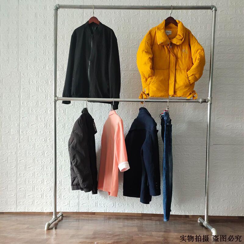 加厚水管挂衣架服装展示架双层铁艺落地架覆古龙门架服装店展示架