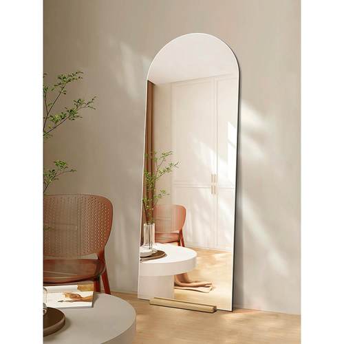 BOLEN 实木底座穿衣镜家用拱门全身镜子入户玄关装饰镜落地试衣镜