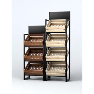 超市水果架厨房蔬菜储藏架红酒架实木多层展示柜新鲜食品储藏架