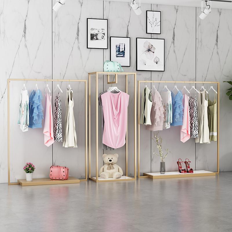 服装店靠墙正侧挂服装展示架纳米金单杠挂衣架男女装陈列架中岛架