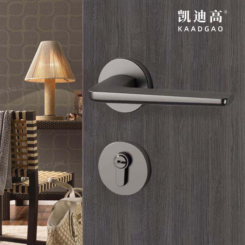 磁吸门锁室内卧室北欧黑色分体卫生间简约房门锁静音实木门锁把手