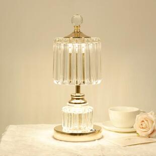 充电台灯卧室床头灯轻奢ins少女北欧小台灯水晶氛围灯床头柜台灯