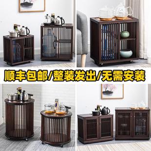 茶桌边水桶架烧水壶一体小型茶几办公茶室茶具储物柜家用移动茶柜