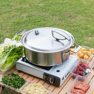 百灵鸟18-10不锈钢火锅锅30cm加厚正宗双耳蒸锅煎锅炒锅