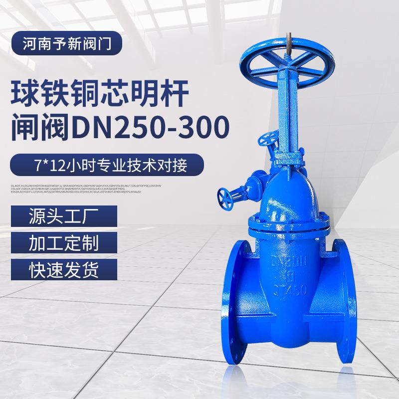 球铁铜芯明杆闸阀DN250-00球墨铸铁法兰式闸阀明杆软密封阀门