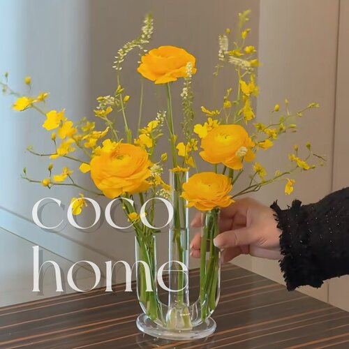 试管花瓶ins风创意水培弯管透明花器轻奢高级感客厅玻璃插花摆件