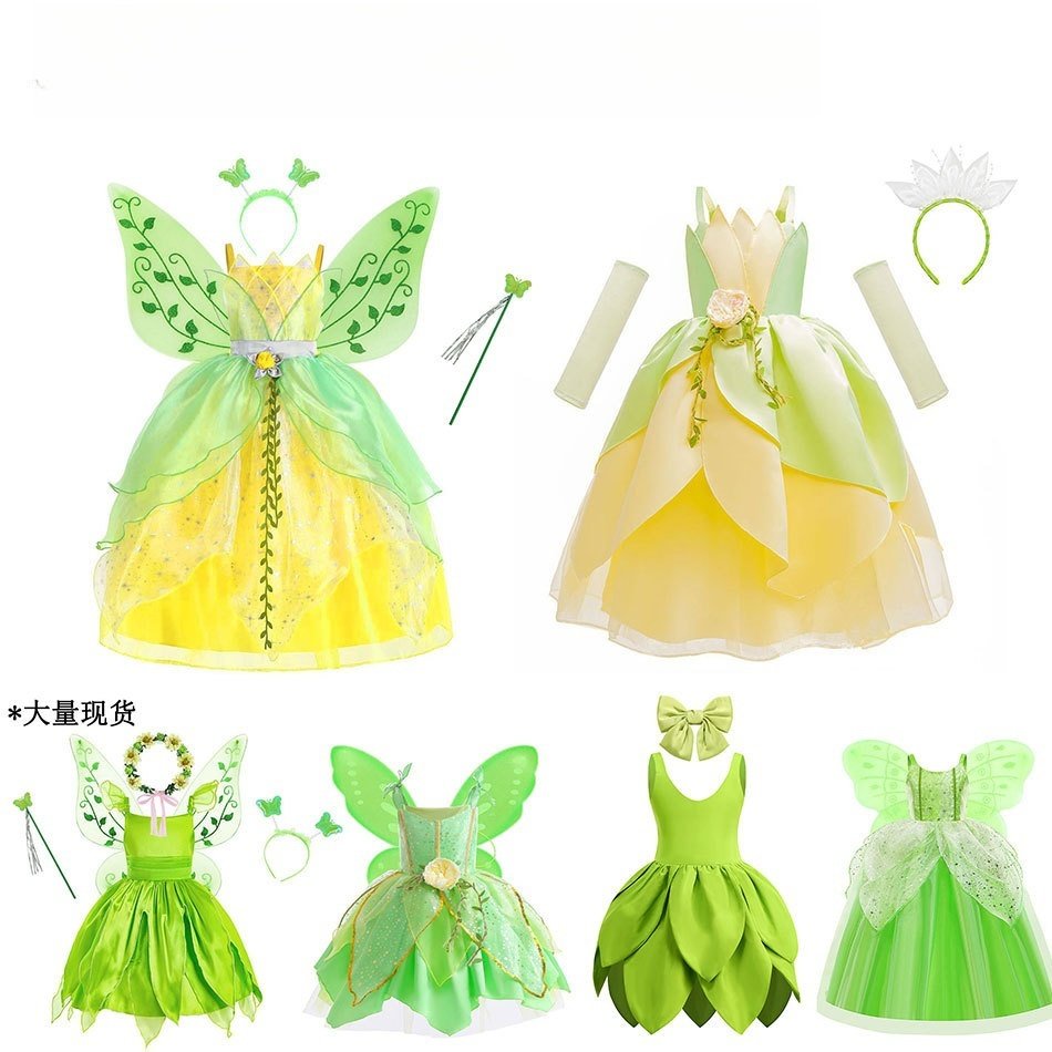 万圣节服装女童绿色小精灵公主裙六一儿童节演出服花仙子蓬蓬纱裙