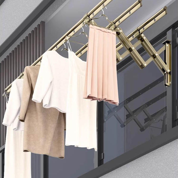 恋晴阳台伸缩晾衣架户外推拉式窗外晒衣架折叠晾衣杆室外晒架