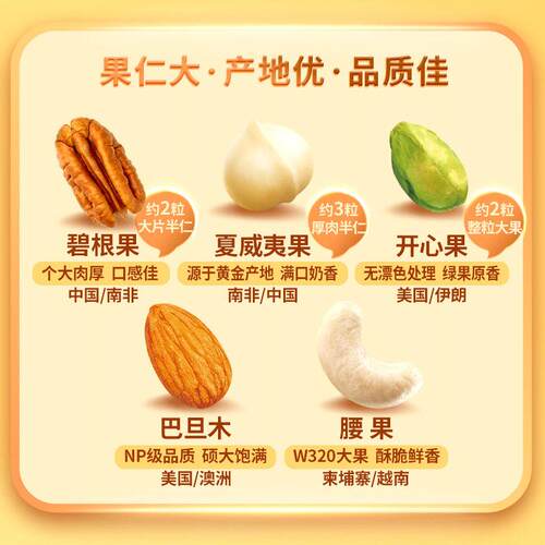 碧洽小黄VWW洽日袋低GI每纯坚果100g新鲜混合果仁营养健康开心果