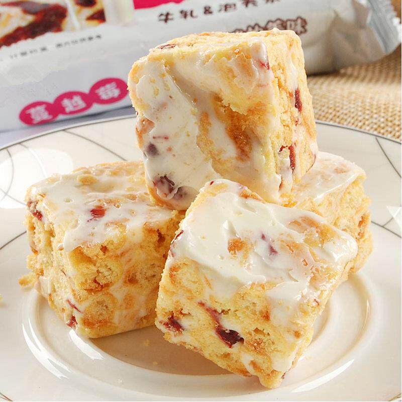 跳跳龙纯真恋雪花酥蔓越莓萄味500糖g 牛扎RVJ葡奶人芙牛轧沙琪玛