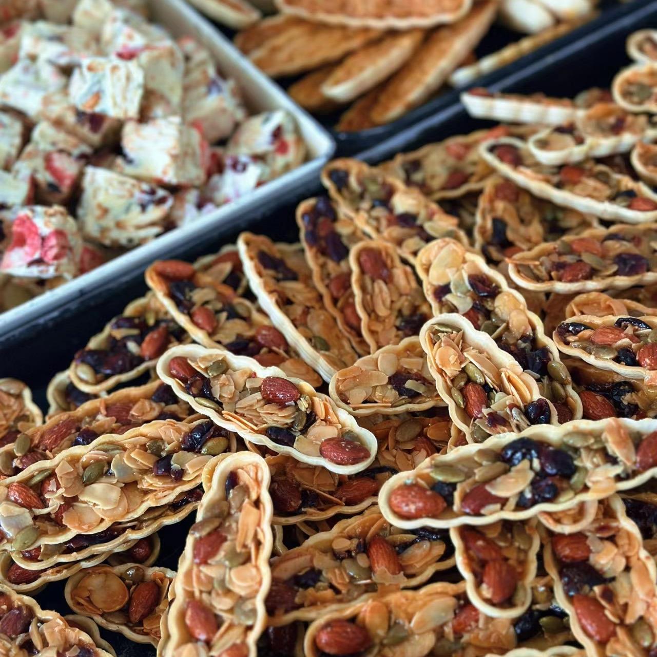 手二分之一纯手工制作糯米焦糖UCV干杏仁小船酥 薄脆小饼干船 纯