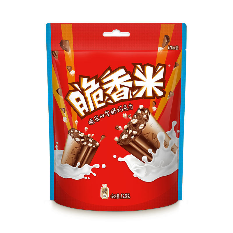 脆香米夹心巧克力120g*4袋牛奶巧克力口味袋装糖果儿童零食小吃